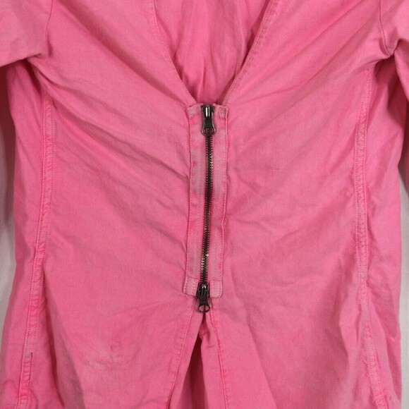 Elizabeth and James Cotton Button Up Zip Back Cohen Shirt Top Bright Pink Small - Picture 6 of 10
